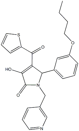 5-(3-butoxyphenyl)-3-hydroxy-1-(3-pyridinylmethyl)-4-(2-thienylcarbonyl)-1,5-dihydro-2H-pyrrol-2-one Struktur