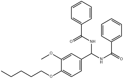 N-{(benzoylamino)[3-methoxy-4-(pentyloxy)phenyl]methyl}benzamide Struktur