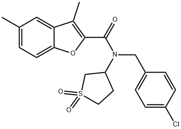 N-(4-chlorobenzyl)-N-(1,1-dioxidotetrahydro-3-thienyl)-3,5-dimethyl-1-benzofuran-2-carboxamide Struktur