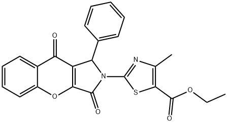 ethyl2-(3,9-dioxo-1-phenyl-3,9-dihydrochromeno[2,3-c]pyrrol-2(1H)-yl)-4-methyl-1,3-thiazole-5-carboxylate Struktur