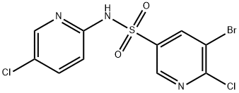 5-bromo-6-chloro-N-(5-chloro-2-pyridinyl)-3-pyridinesulfonamide Struktur