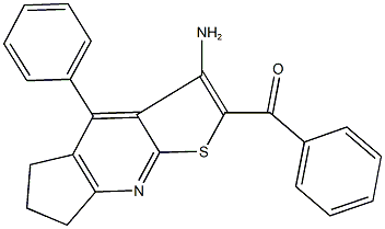 (3-amino-4-phenyl-6,7-dihydro-5H-cyclopenta[b]thieno[3,2-e]pyridin-2-yl)(phenyl)methanone Struktur