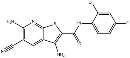 3,6-diamino-N-(2-chloro-4-fluorophenyl)-5-cyanothieno[2,3-b]pyridine-2-carboxamide Struktur