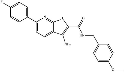 3-amino-6-(4-fluorophenyl)-N-(4-methoxybenzyl)thieno[2,3-b]pyridine-2-carboxamide Struktur