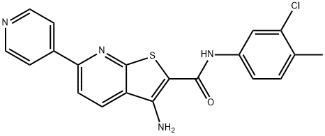 3-amino-N-(3-chloro-4-methylphenyl)-6-pyridin-4-ylthieno[2,3-b]pyridine-2-carboxamide Struktur