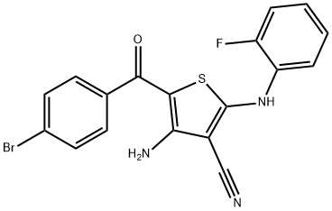 4-amino-5-(4-bromobenzoyl)-2-(2-fluoroanilino)-3-thiophenecarbonitrile Struktur