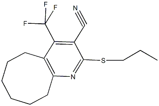 2-(propylsulfanyl)-4-(trifluoromethyl)-5,6,7,8,9,10-hexahydrocycloocta[b]pyridine-3-carbonitrile Struktur