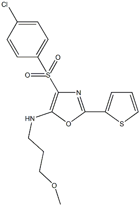 4-[(4-chlorophenyl)sulfonyl]-N-(3-methoxypropyl)-2-(2-thienyl)-1,3-oxazol-5-amine Struktur