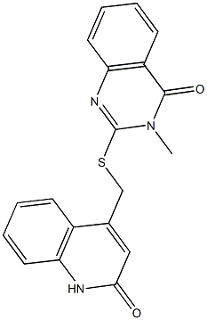 3-methyl-2-{[(2-oxo-1,2-dihydro-4-quinolinyl)methyl]sulfanyl}-4(3H)-quinazolinone Struktur