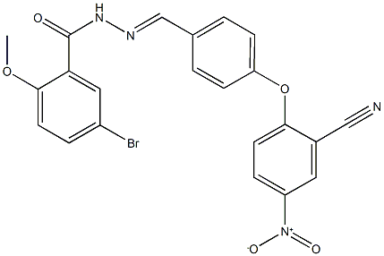 5-bromo-N'-(4-{2-cyano-4-nitrophenoxy}benzylidene)-2-methoxybenzohydrazide Struktur