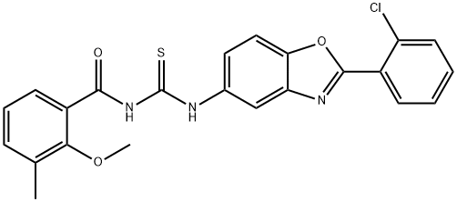 N-[2-(2-chlorophenyl)-1,3-benzoxazol-5-yl]-N'-(2-methoxy-3-methylbenzoyl)thiourea Struktur