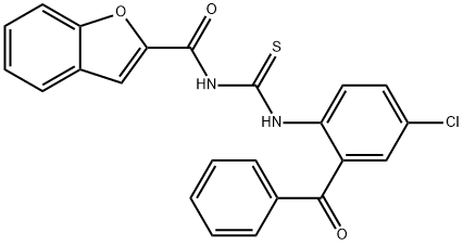 N-(1-benzofuran-2-ylcarbonyl)-N'-(2-benzoyl-4-chlorophenyl)thiourea Struktur