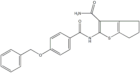 2-{[4-(benzyloxy)benzoyl]amino}-5,6-dihydro-4H-cyclopenta[b]thiophene-3-carboxamide Struktur