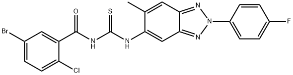 N-(5-bromo-2-chlorobenzoyl)-N'-[2-(4-fluorophenyl)-6-methyl-2H-1,2,3-benzotriazol-5-yl]thiourea Struktur