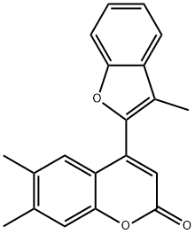 6,7-dimethyl-4-(3-methyl-1-benzofuran-2-yl)-2H-chromen-2-one Struktur