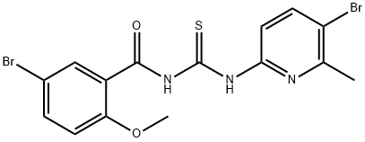 N-(5-bromo-2-methoxybenzoyl)-N'-(5-bromo-6-methyl-2-pyridinyl)thiourea Struktur