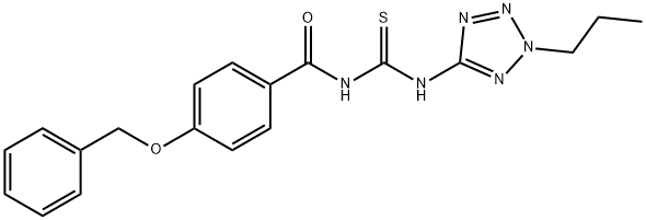 N-[4-(benzyloxy)benzoyl]-N'-(2-propyl-2H-tetraazol-5-yl)thiourea Struktur