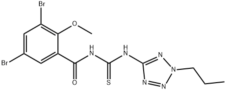 N-(3,5-dibromo-2-methoxybenzoyl)-N'-(2-propyl-2H-tetraazol-5-yl)thiourea Struktur