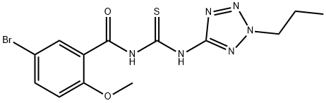 N-(5-bromo-2-methoxybenzoyl)-N'-(2-propyl-2H-tetraazol-5-yl)thiourea Struktur