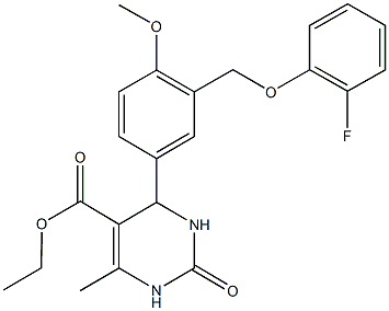 ethyl 4-{3-[(2-fluorophenoxy)methyl]-4-methoxyphenyl}-6-methyl-2-oxo-1,2,3,4-tetrahydro-5-pyrimidinecarboxylate Struktur