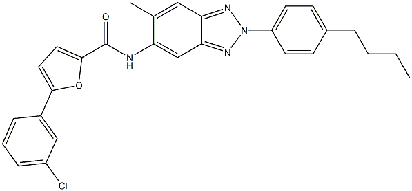 N-[2-(4-butylphenyl)-6-methyl-2H-1,2,3-benzotriazol-5-yl]-5-(3-chlorophenyl)-2-furamide Struktur