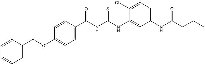 N-{3-[({[4-(benzyloxy)benzoyl]amino}carbothioyl)amino]-4-chlorophenyl}butanamide Struktur