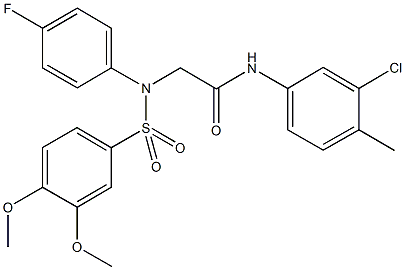 N-(3-chloro-4-methylphenyl)-2-{[(3,4-dimethoxyphenyl)sulfonyl]-4-fluoroanilino}acetamide Struktur