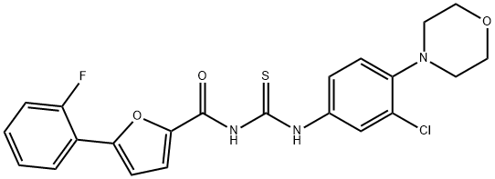 N-[3-chloro-4-(4-morpholinyl)phenyl]-N'-[5-(2-fluorophenyl)-2-furoyl]thiourea Struktur