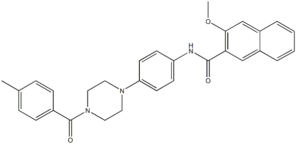 3-methoxy-N-{4-[4-(4-methylbenzoyl)-1-piperazinyl]phenyl}-2-naphthamide Struktur