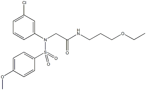 2-{3-chloro[(4-methoxyphenyl)sulfonyl]anilino}-N-(3-ethoxypropyl)acetamide Struktur