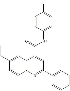 6-ethyl-N-(4-fluorophenyl)-2-phenyl-4-quinolinecarboxamide Struktur