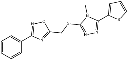 5-({[4-methyl-5-(2-thienyl)-4H-1,2,4-triazol-3-yl]sulfanyl}methyl)-3-phenyl-1,2,4-oxadiazole Struktur