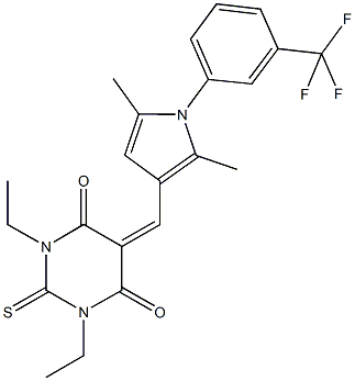 5-({2,5-dimethyl-1-[3-(trifluoromethyl)phenyl]-1H-pyrrol-3-yl}methylene)-1,3-diethyl-2-thioxodihydro-4,6(1H,5H)-pyrimidinedione Struktur