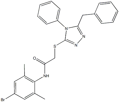 2-[(5-benzyl-4-phenyl-4H-1,2,4-triazol-3-yl)sulfanyl]-N-(4-bromo-2,6-dimethylphenyl)acetamide Struktur