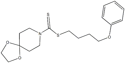 4-phenoxybutyl 1,4-dioxa-8-azaspiro[4.5]decane-8-carbodithioate Struktur