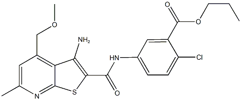 propyl 5-({[3-amino-4-(methoxymethyl)-6-methylthieno[2,3-b]pyridin-2-yl]carbonyl}amino)-2-chlorobenzoate Struktur