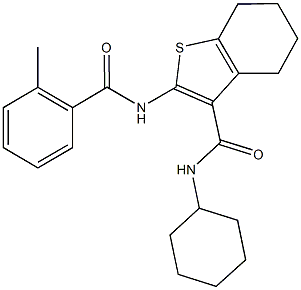 N-cyclohexyl-2-[(2-methylbenzoyl)amino]-4,5,6,7-tetrahydro-1-benzothiophene-3-carboxamide Struktur