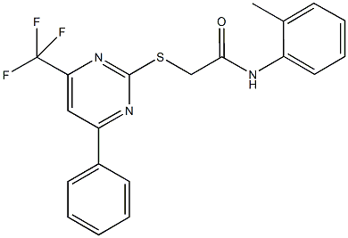 N-(2-methylphenyl)-2-{[4-phenyl-6-(trifluoromethyl)-2-pyrimidinyl]sulfanyl}acetamide Struktur