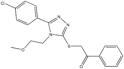 2-{[5-(4-chlorophenyl)-4-(2-methoxyethyl)-4H-1,2,4-triazol-3-yl]sulfanyl}-1-phenylethanone Struktur