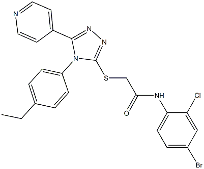 N-(4-bromo-2-chlorophenyl)-2-{[4-(4-ethylphenyl)-5-(4-pyridinyl)-4H-1,2,4-triazol-3-yl]sulfanyl}acetamide Struktur