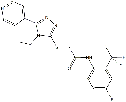 N-[4-bromo-2-(trifluoromethyl)phenyl]-2-{[4-ethyl-5-(4-pyridinyl)-4H-1,2,4-triazol-3-yl]sulfanyl}acetamide Struktur