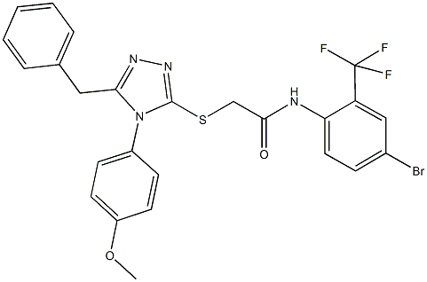 2-{[5-benzyl-4-(4-methoxyphenyl)-4H-1,2,4-triazol-3-yl]sulfanyl}-N-[4-bromo-2-(trifluoromethyl)phenyl]acetamide Struktur