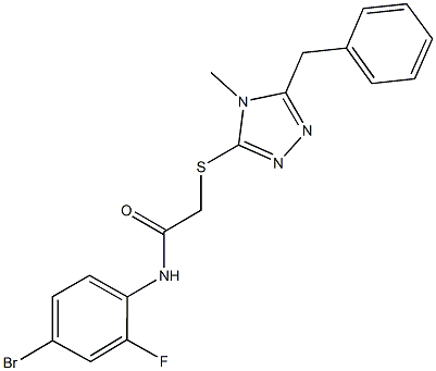 2-[(5-benzyl-4-methyl-4H-1,2,4-triazol-3-yl)sulfanyl]-N-(4-bromo-2-fluorophenyl)acetamide Struktur