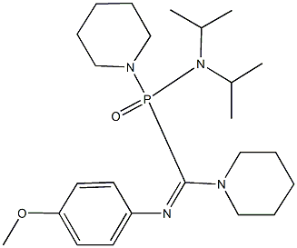 N,N-diisopropyl-P-[[(4-methoxyphenyl)imino](1-piperidinyl)methyl]-P-(1-piperidinyl)phosphinic amide Struktur