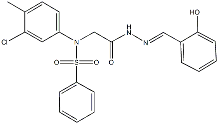 N-(3-chloro-4-methylphenyl)-N-{2-[2-(2-hydroxybenzylidene)hydrazino]-2-oxoethyl}benzenesulfonamide Struktur