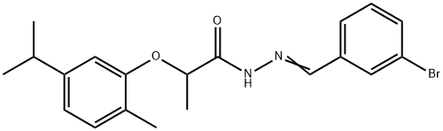 N'-(3-bromobenzylidene)-2-(5-isopropyl-2-methylphenoxy)propanohydrazide Struktur