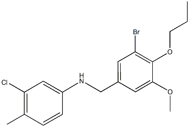 N-(3-bromo-5-methoxy-4-propoxybenzyl)-N-(3-chloro-4-methylphenyl)amine Struktur