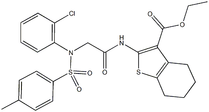 ethyl 2-[({2-chloro[(4-methylphenyl)sulfonyl]anilino}acetyl)amino]-4,5,6,7-tetrahydro-1-benzothiophene-3-carboxylate Struktur