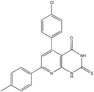 5-(4-chlorophenyl)-7-(4-methylphenyl)-2-thioxo-2,3-dihydropyrido[2,3-d]pyrimidin-4(1H)-one Struktur