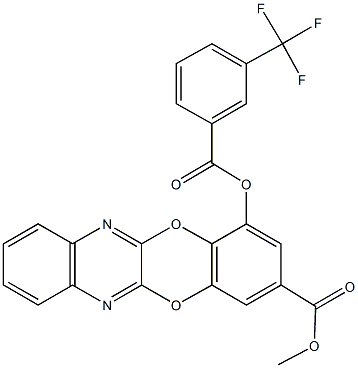 methyl 4-{[3-(trifluoromethyl)benzoyl]oxy}[1,4]benzodioxino[2,3-b]quinoxaline-2-carboxylate Struktur